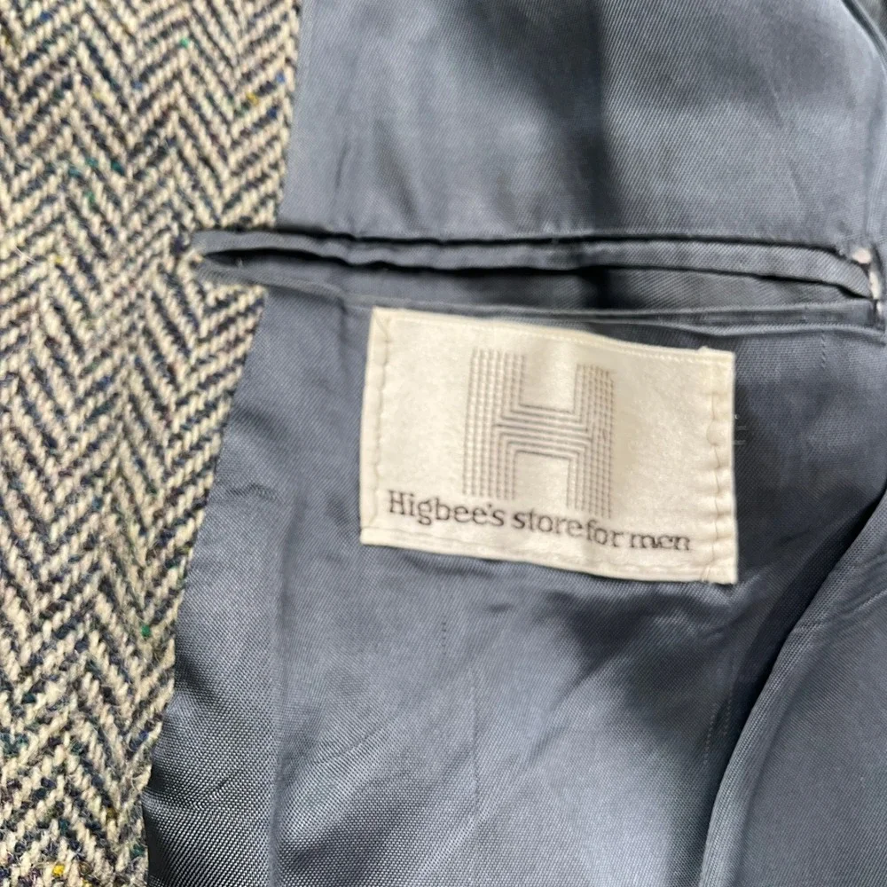Harris Tweed Blazer Men 46R Blue Multi Herringbone Multi Tweed Scottish Wool VTG